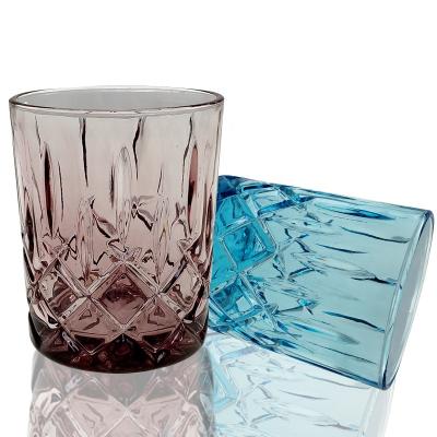 China CLASSIC Recycled Home Decor Embossed Color Glass Candle Tumbler for sale