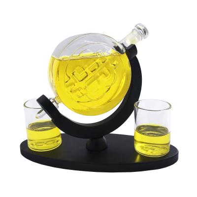 China New Classic/Postmodern Machine Technology Glass Bottle Bitcoin Decanter Form Bottle Glass Whiskey Decanter With Glass Set for sale