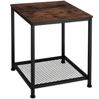 China Adjustable (height) end table, 2-Tier, Nightstand, industrial deisng for living room, bedroom, metal stable view for sale