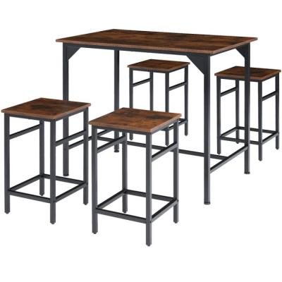 China Contemporary Bar Table Set With 4 Bar Stools Kitchen Counter With Chairs Industrial Design for sale