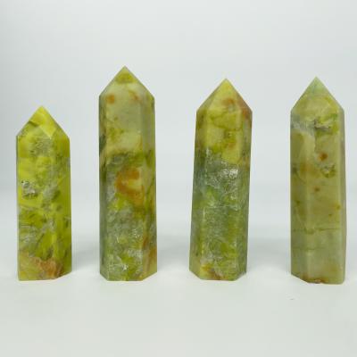 China Africa Dominates For Beautiful Green Feng Shui Carved 1kg Jade Points Tower Color Gemstone Jade Stone Wholesale Polished Natural Souvenirs for sale