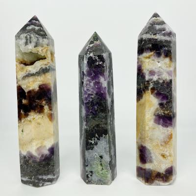 China Newest Natural Crystal Points Quality Carved Purple Crystal Sphalerite Points Wands Wands Druzy Healing from Africa for sale