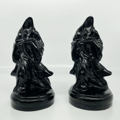 China Africa High Quality Hand Carved Phantom Black Obsidian Ghost Crystal Cutouts For Halloween Decoration Gift for sale