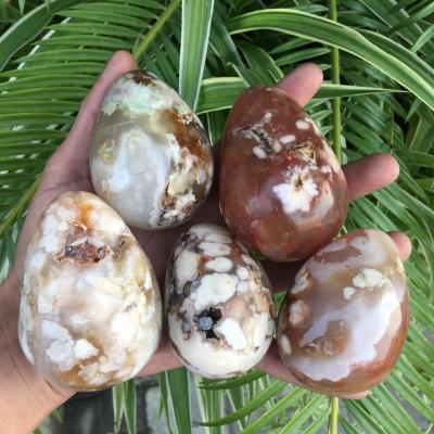 China China Wholesale Natural Stone Agate Palm Stones Natural Flower Agate Polished Palms Crystal Flower Agate Palm Stones For Healing for sale