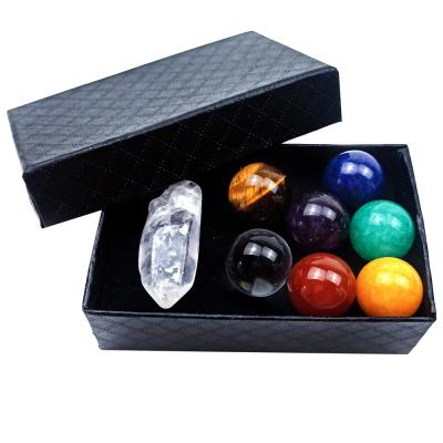 China Wholesale Europe Natural Semi-precious Stones Open Healing 7 Chakra Stones Set Gift Box for sale