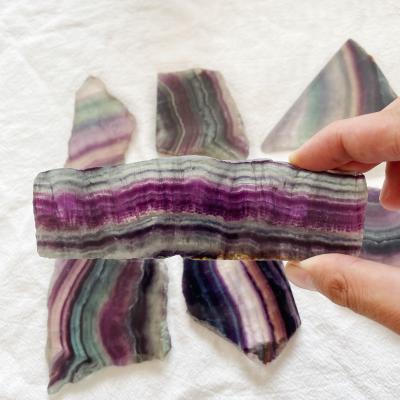 China Semi-precious Rainbow Fluorite Slice Crafts Crystals from Europe Healing Natural Slabs of Stones for sale