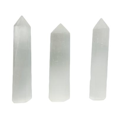 China Africa Factory Wholesale White Crystal Hand Made Natural Crystal Selenite Point Healing Towers for sale