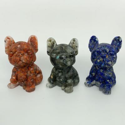 China Africa Quartz Mixed Wholesale Dog Bulldog Chips Healing Crystal with Quartz and Stone Rose Feng Shui Carved Natural Resin Clear Animal for sale