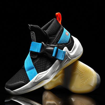 China 2021 Breathable Fashionable Rubber Sole Breathable Basketball Shoes Custom Made Mens With Buckle Strap for sale