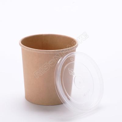 China Disposable Eco-Friendly Disposable Takeaway Container Wrapping Paper Noodle Rolls Hot Soup Cup With Flat Paper Lid for sale