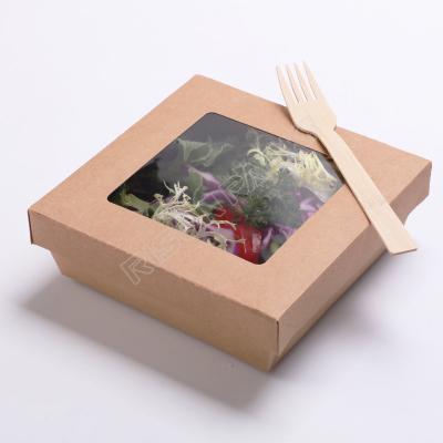 China Disposable Fruit Vegetable Salad Packaging Paper Box With PVC Window For Display for sale