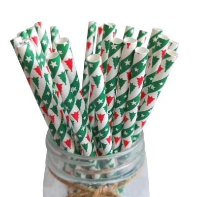 China Disposable Eco-friendly Christmas Drinking Paper Straw Food Grade Tea Coffee Drinking Straws for sale