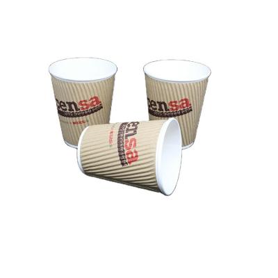 China Ripple Biodegradable Wallpaper Cup With Plastic Lid Coffee Cup Wrapping Paper Hot Cup With Plastic Lid for sale