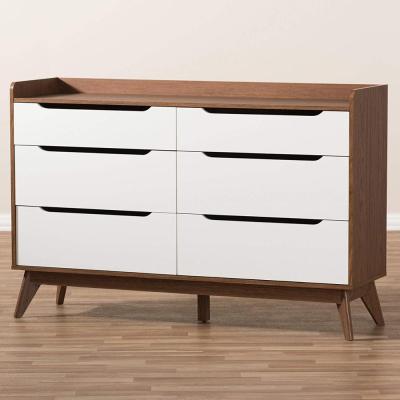 China Computer Desk Home Office Use 6 Drawer Double Dresser In White Walnut With File Cabinet for sale