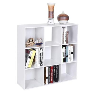 China White Wood 9 Unit 3 Cubes Tier Shelf Wood Free Standing Bookcase Display Storage Shelf for sale