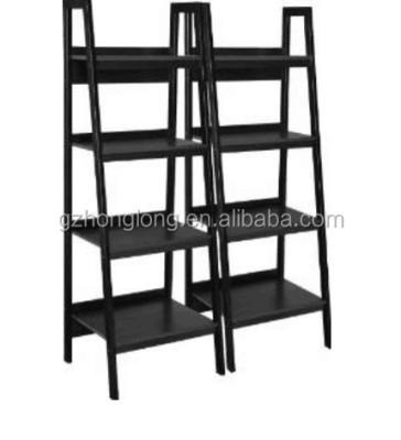 China PANEL Folding Ladder Shelf Leaning Bookcase Shelving Wooden Shelves Storage Wall Shelf Organizer Display for sale