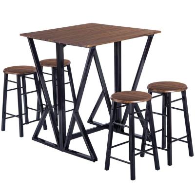 China PC Desk 5 Pieces Bar Table Set - Counter Height Dining Table Set Drop Leaf Fold Table With 4 Bar Stools for sale