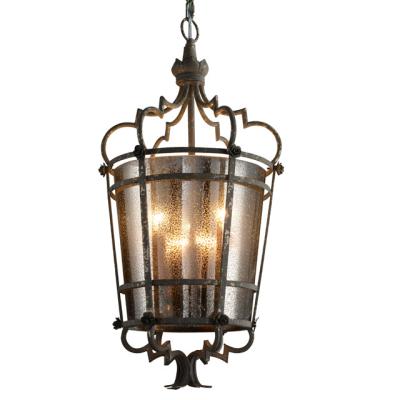 China Antique Black Hotel Pendant Lamp With Glass Shade for sale