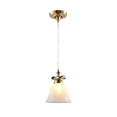 China New Style Nordic Creativity Design Christmas Bell Shape Gold Ceiling Hanging White Frosted Glass Pendant Light For Dining Room for sale