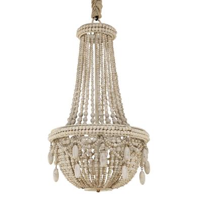 China Vintage hotel/restaurant/living room cafe/House villa retro pendant lamp country style iron wood beads chandelier for sale