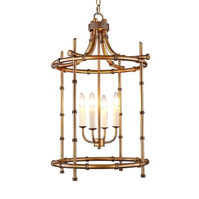 China Home Decor 4 Lamps Residential Luxury Modern Lighting Villa Light Project Hanging Pendant Lamp Stairwell Lantern Iron Chandelier for sale