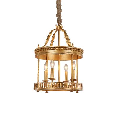 China Gold Pendant Home/Hotel/Cafe/Restaurant Candle Box Decorative 4-Holder Ceiling Light Fixture for sale