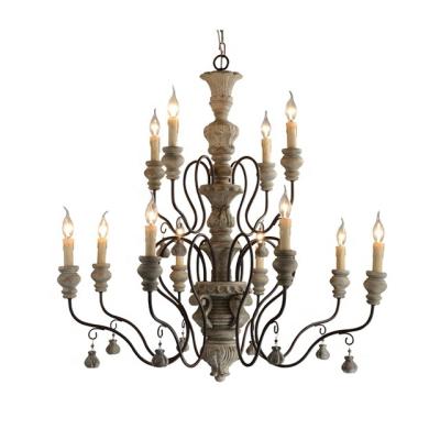 China American wood hotel country candle chandeliers lamp decorative old iron rustic chandelier antique restaurant lamp for sale