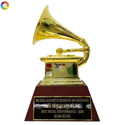 China China Custom metal grammy  trophyblack crystal base grammy award trophy and medals for sale