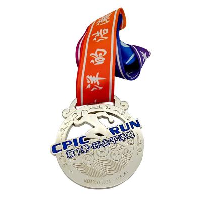 China China custom spinning marathon medal translucent enamel medal ribbon usa hold  national cheer running medal for sale