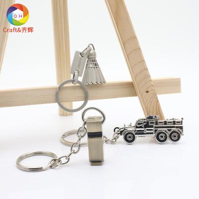 China Metal new Creative sports wooden baseball key chain Metal tennis racket key ring badminton key ring for sale