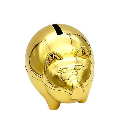 China China Creative Zinc Alloy Gold Pig Animal Piggy Bank Promotional Cute Pig Shaped Gold Piggy Bank China Manufacturer for sale