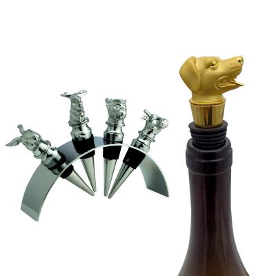 China China Wine stopper manufacturer zinc alloy chrome plated animal wine metal stopper with silicone for sale