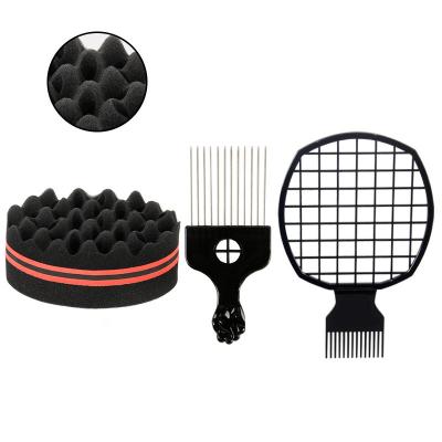 China Hair Salon Stations Equipment SAYII Oval Magic Twist It Comb Hair Brush Sponge Set For Natural Pick Up Hair Comb Coil Wave Dread Sponge Brushes afro for sale