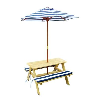 China Ourdoor Toys Outdoor Wooden Picnic Table Bench Sunset Picnic Table With Umbrella for sale