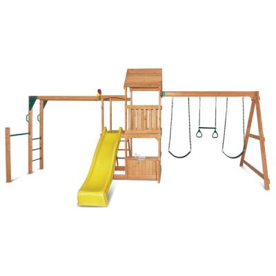 China Ourdoor Toys Sell Well New Type Chinese Cedar Slide And Swing Set Outdoor Toys For Kids for sale