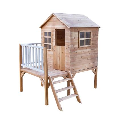 China Easily Assembled Wooden Cubby House Playhouse Outdoor Wooden Cubby Room With Stairs for sale