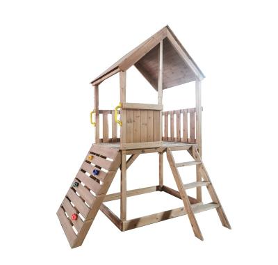 China Easily Assembled Cubby 2 Storey Outdoor Wooden House Kids Play House With Stone for sale