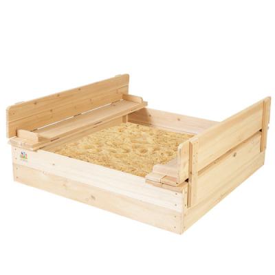 China Ourdoor toys high quality wooden square sandbox outdoor sandbox with cover for kids for sale