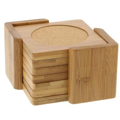 China Factory Direct Sale Sustainable Sofa Holder Cup Coaster Wooden Round Coffee Coaster Set Bamboo Coaster For Coffee Cup for sale