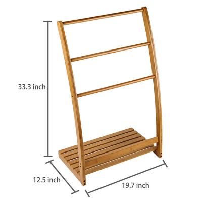 China Factory Direct Selling Eco-friendly Double Towel Rack Bathroom Suitable Bamboo Paper Towel Holder for sale