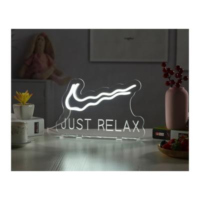 China Cheap Factory Price Hotel USB LED Flex DIY Party Neon Sign With Multilayer Mirror Neon Light Custom Just Relax Office LED Neon Sign for sale