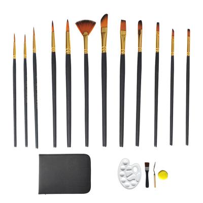 China Acrylic Promotional Nylon Hair Watercolor Material Watercolor Paint Brush 12 Tip Size Different Artist Paint Brush With Palette, Knife for sale