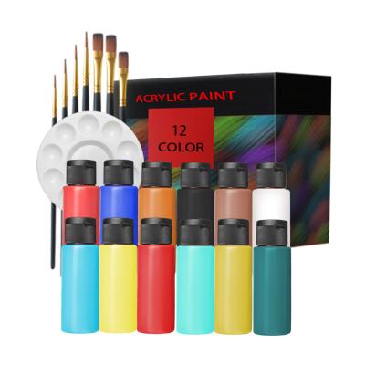 China Set 12Colors 60ml Acrylic Paint Acrylic Color For Kids With Brush And Plastic Palette 60mL for sale