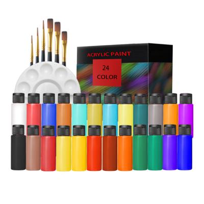 China 24 Colors Professional Artist Heavy Body Acrylic Paints (2oz/60ml) Set with Brush and Palette for 60mL Wholesale for sale