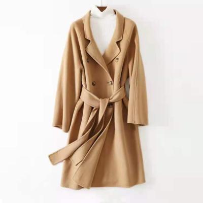 China Anti-wrinkle Cashmere High Quality Solid Wool Long Overcoat Women Winter Coats for sale