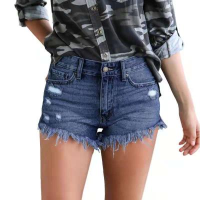 China parride cutout denim shorts for women Jean Short Cute Mid Rise distressed fringed ripped hot shorts comfortable stretchy for sale