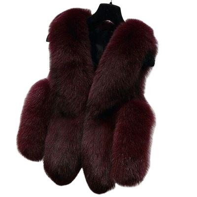 China Breathable Sleeveless Vest For Women Fox Fur Vest 2021 Winter Faux Fur Jacket Women Short Slim Artificial Fur Coat Female Warm Vest for sale