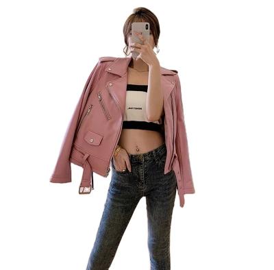 China New Autumn Winter Real Leather Jackets Breathable Zipper Coat Turn-Down Collar Lamb Motor Biker Basic Jacket For Women for sale