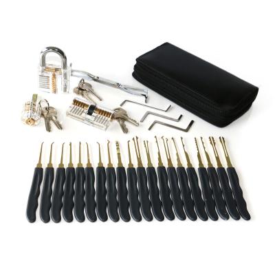 China Locksmith Supplies Tool 24pcs Locksmith Practice Lockpicking With 3pcs Clear Practice Lock for sale