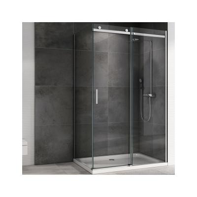 China Modern Double Roller Aluminum Glass Sliding Shower Door Frameless Extension Hotel Bathroom for sale